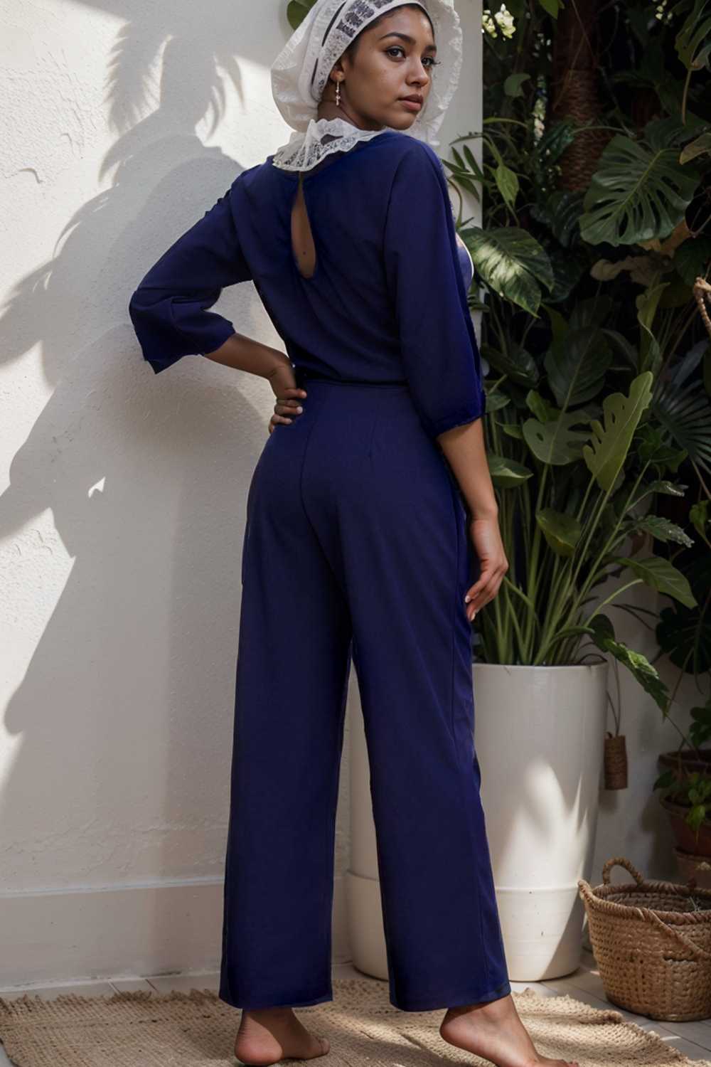 solid color one shoulder short sleeve jumpsuit 104990