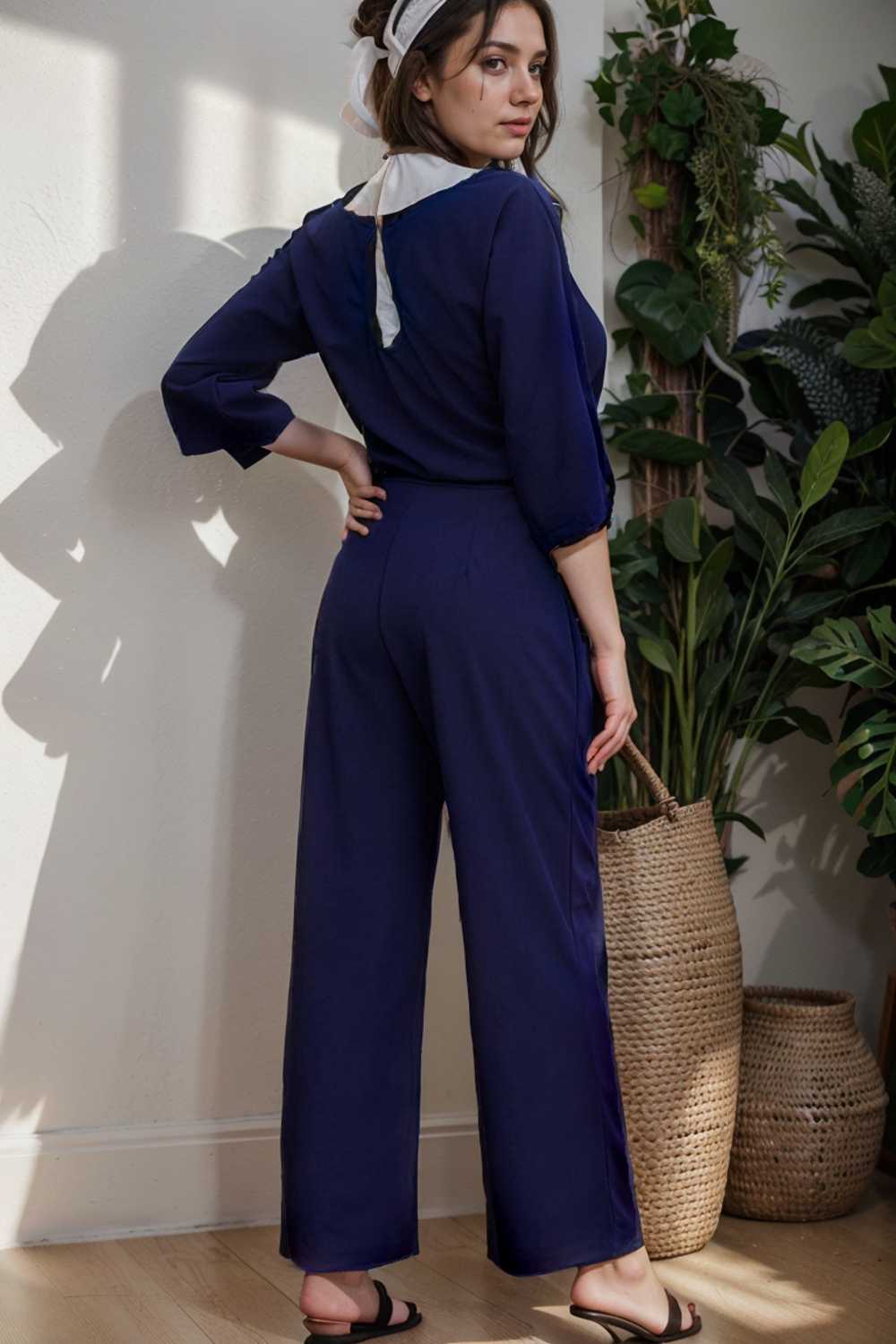 solid color one shoulder short sleeve jumpsuit 104989