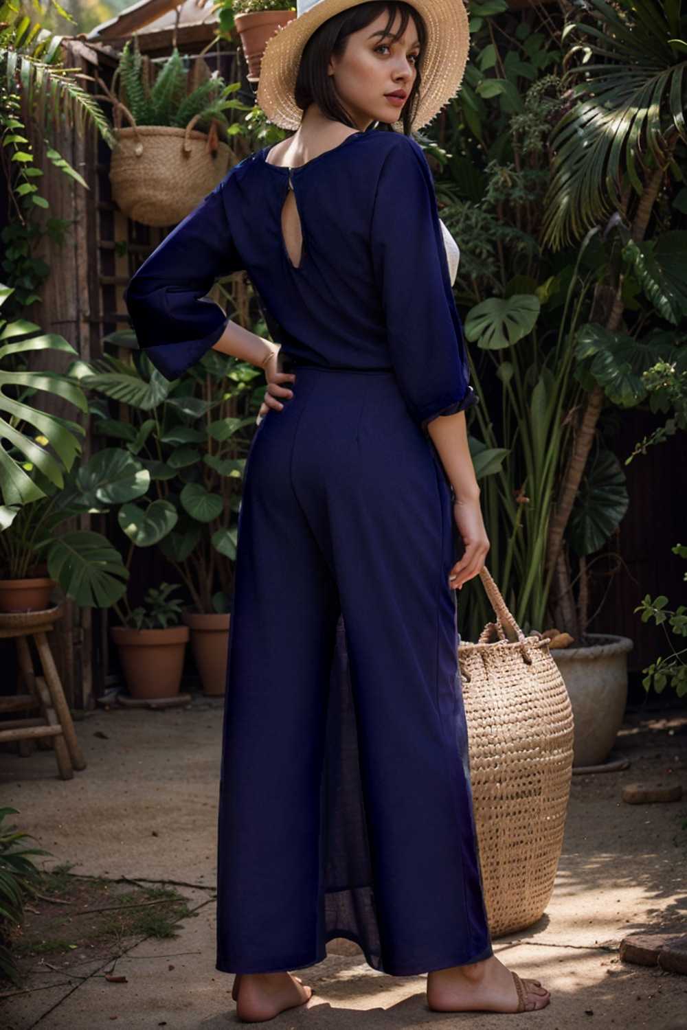 solid color one shoulder short sleeve jumpsuit 111075