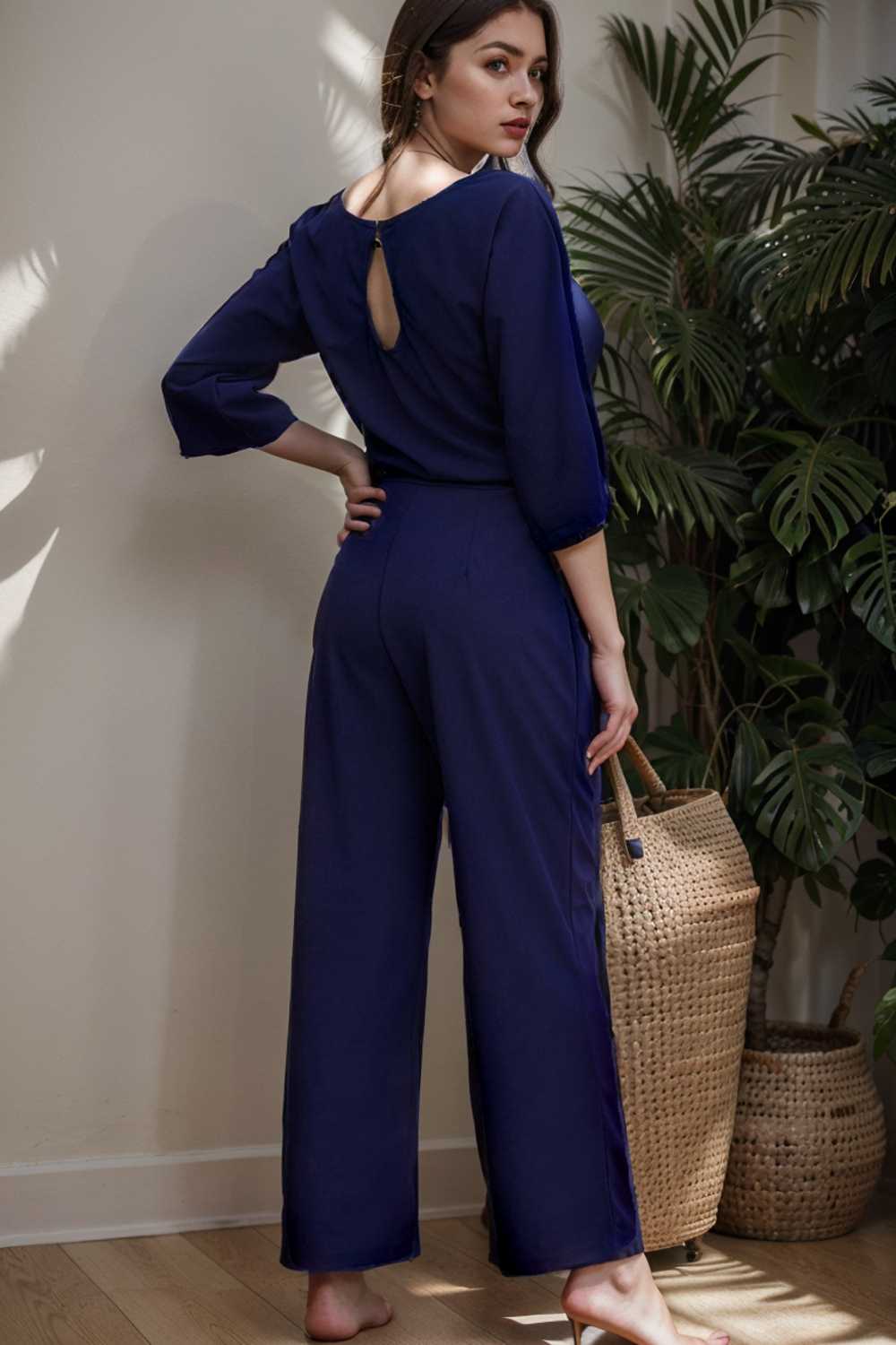 solid color one shoulder short sleeve jumpsuit 110116