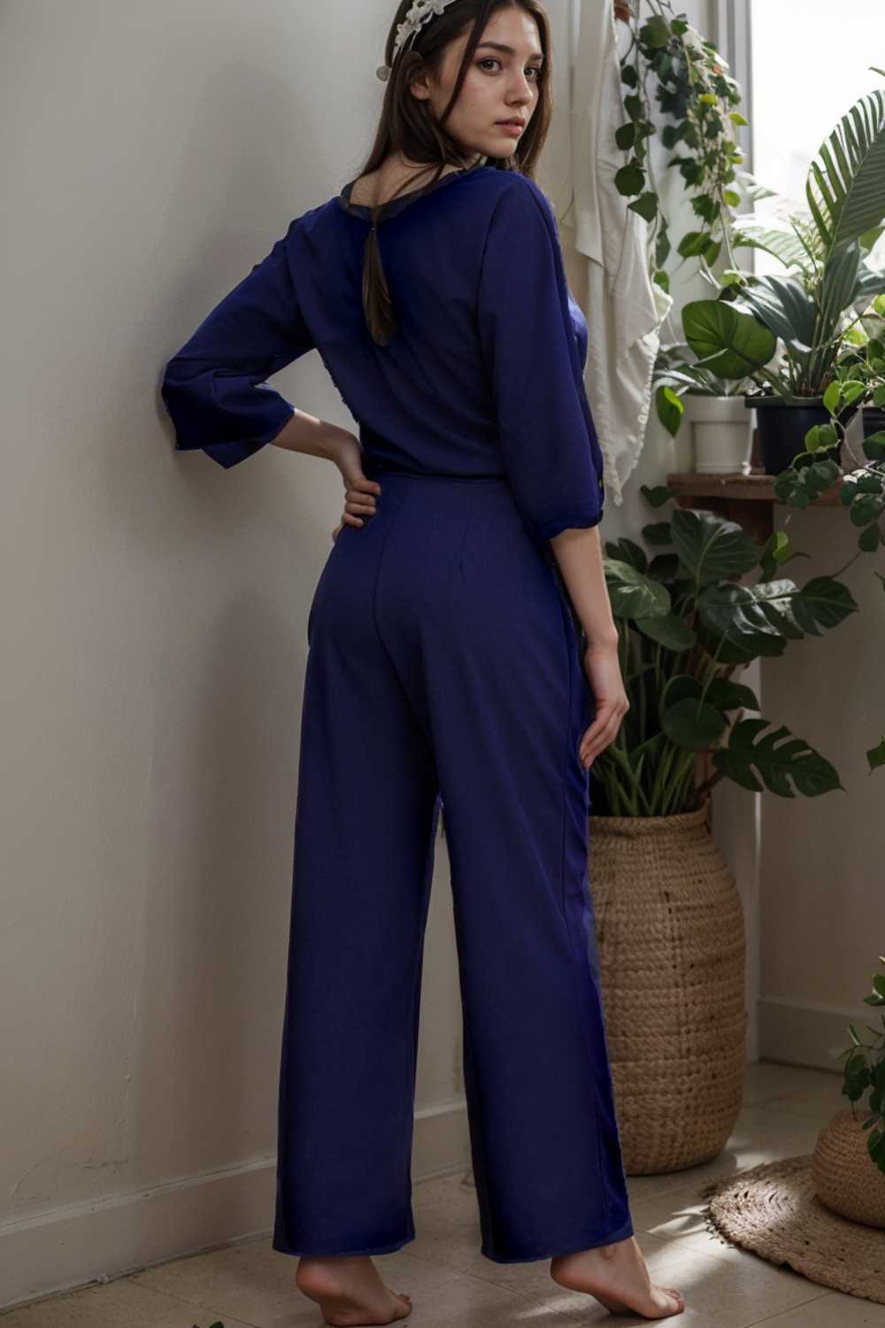 solid color one shoulder short sleeve jumpsuit 104987