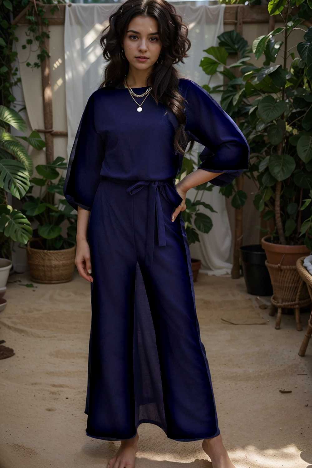 solid color one shoulder short sleeve jumpsuit 104974