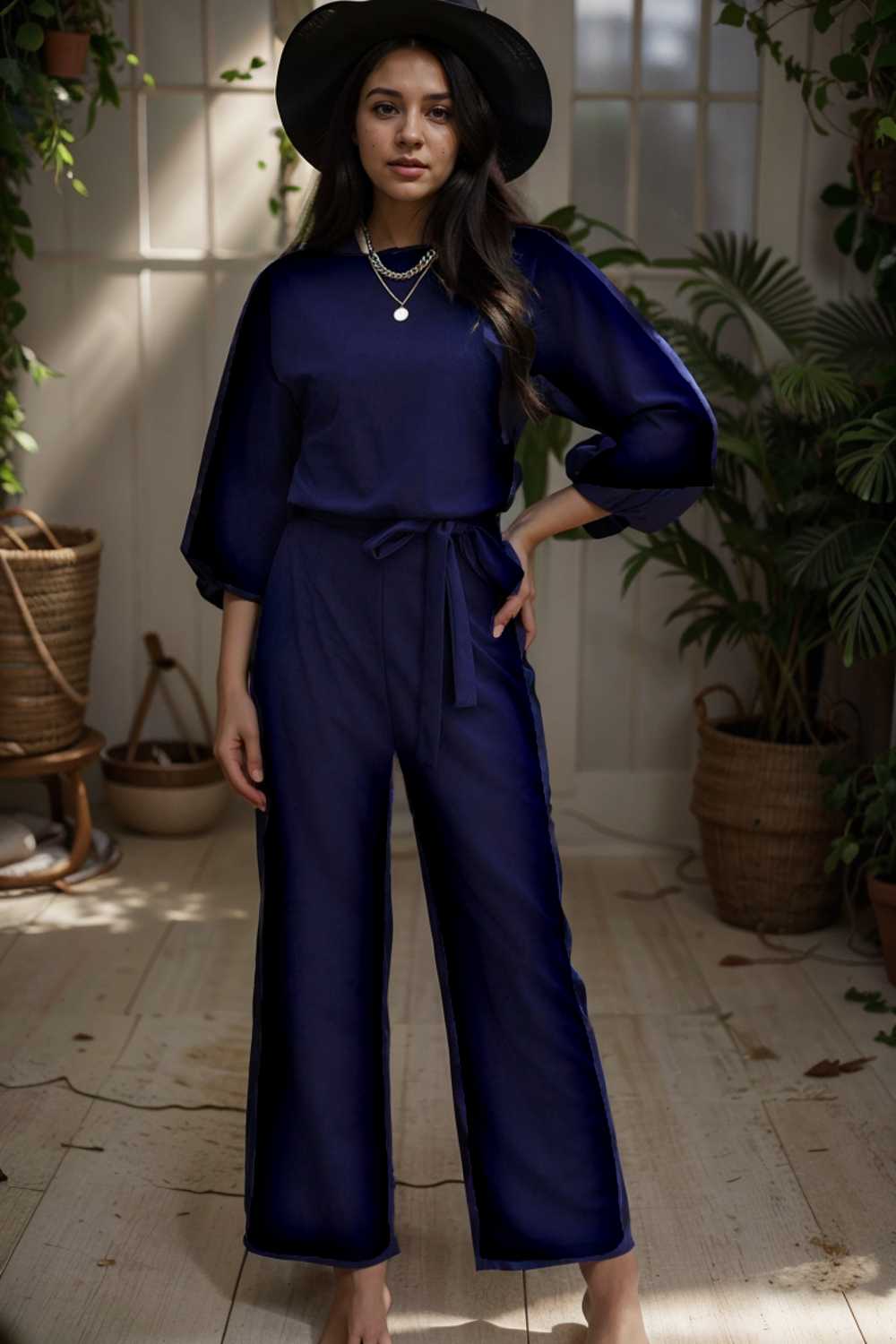 solid color one shoulder short sleeve jumpsuit 104971