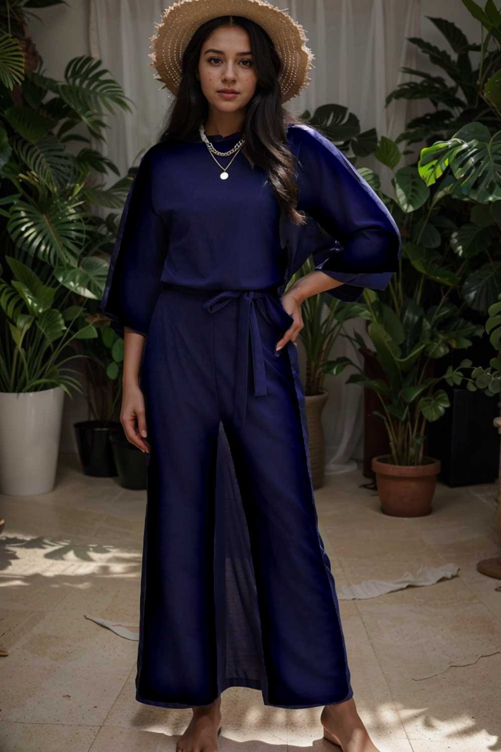solid color one shoulder short sleeve jumpsuit 104970