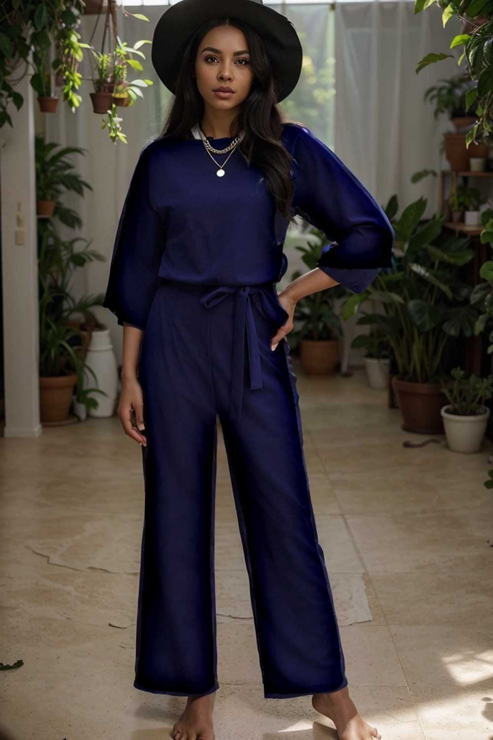 solid color one shoulder short sleeve jumpsuit 112170