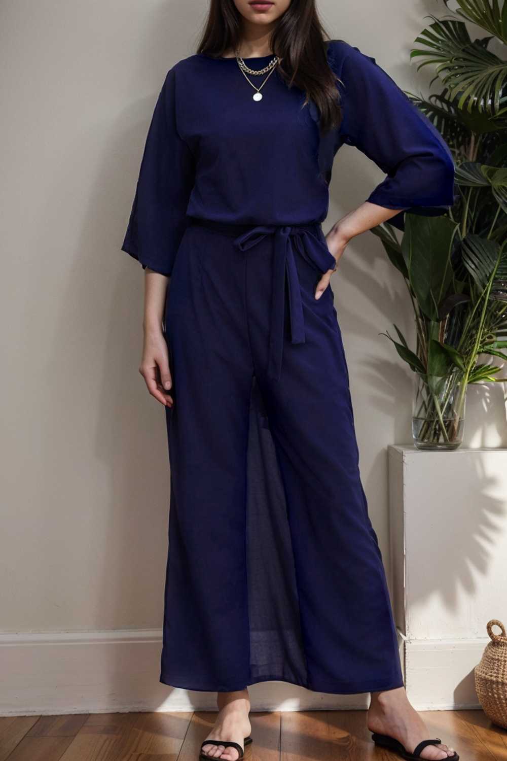 solid color one shoulder short sleeve jumpsuit 112162
