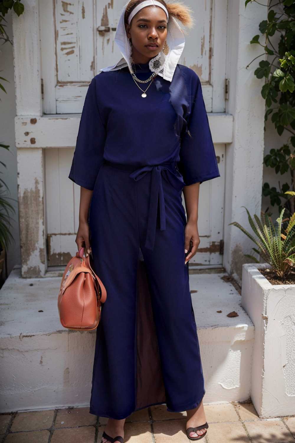 solid five point sleeve belted wide leg jumpsuit 111523