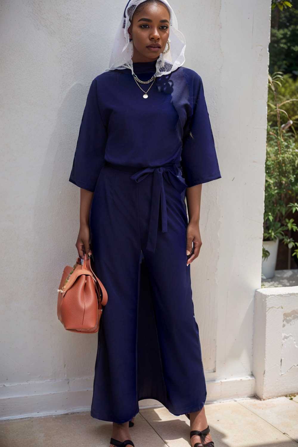 solid five point sleeve belted wide leg jumpsuit 111520