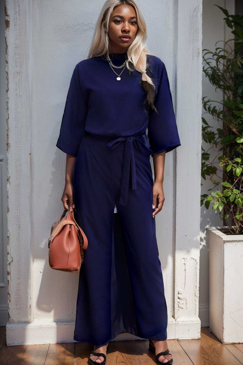 solid five point sleeve belted wide leg jumpsuit 111518