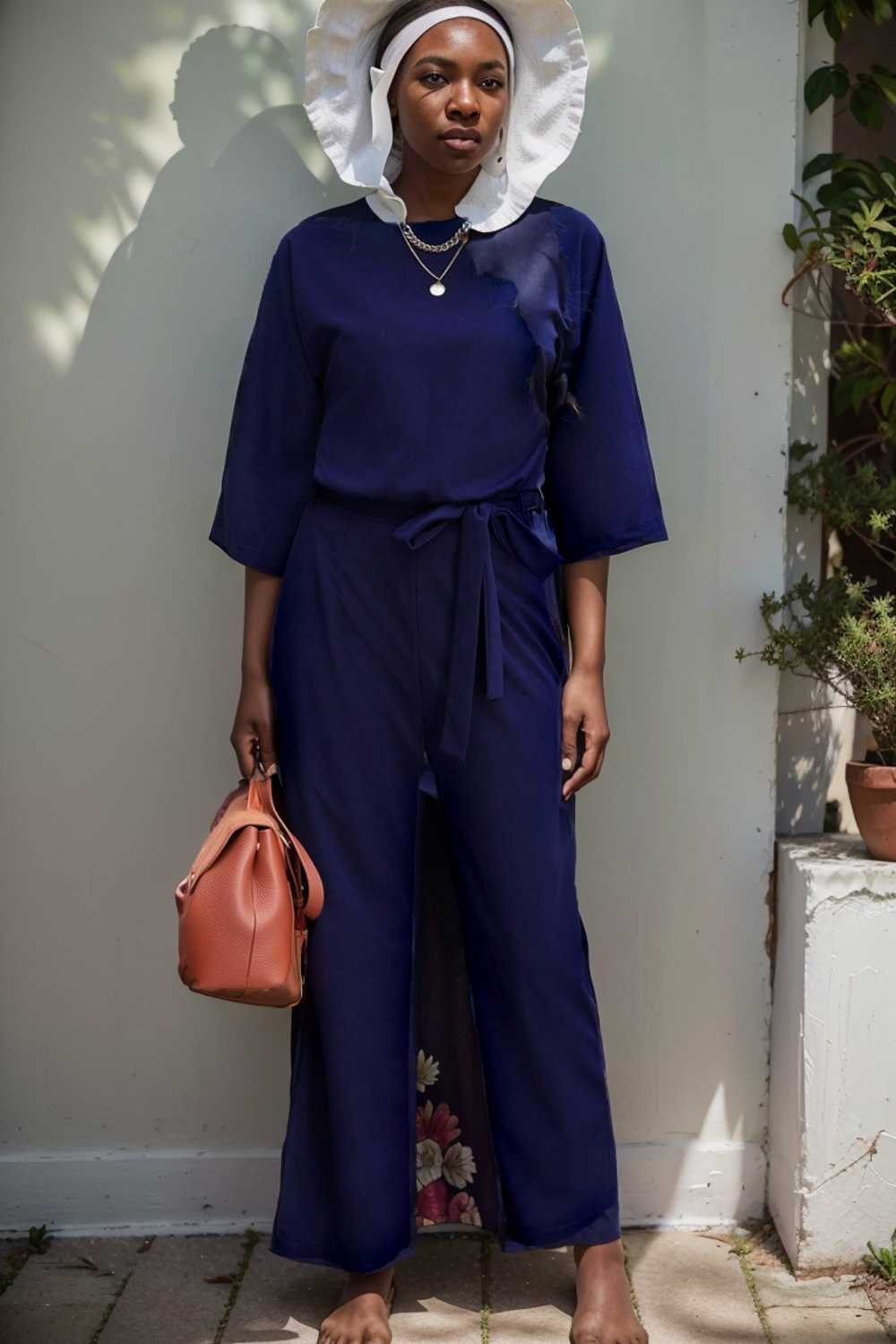 solid five point sleeve belted wide leg jumpsuit 111510