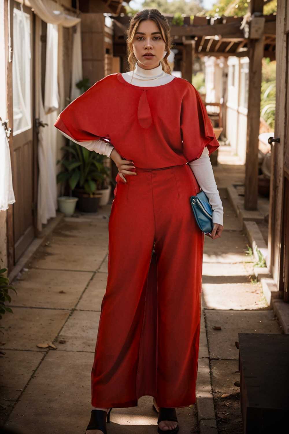 solid five point sleeve belted wide leg jumpsuit 112720