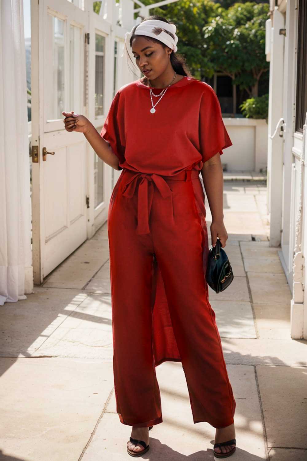 solid five point sleeve belted wide leg jumpsuit 111300