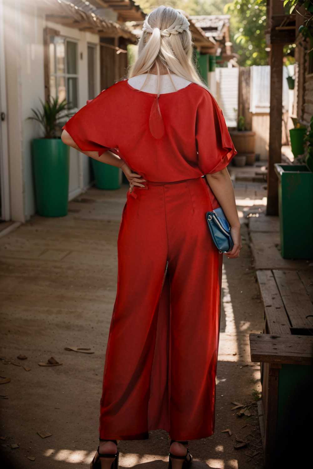 solid five point sleeve belted wide leg jumpsuit 111278