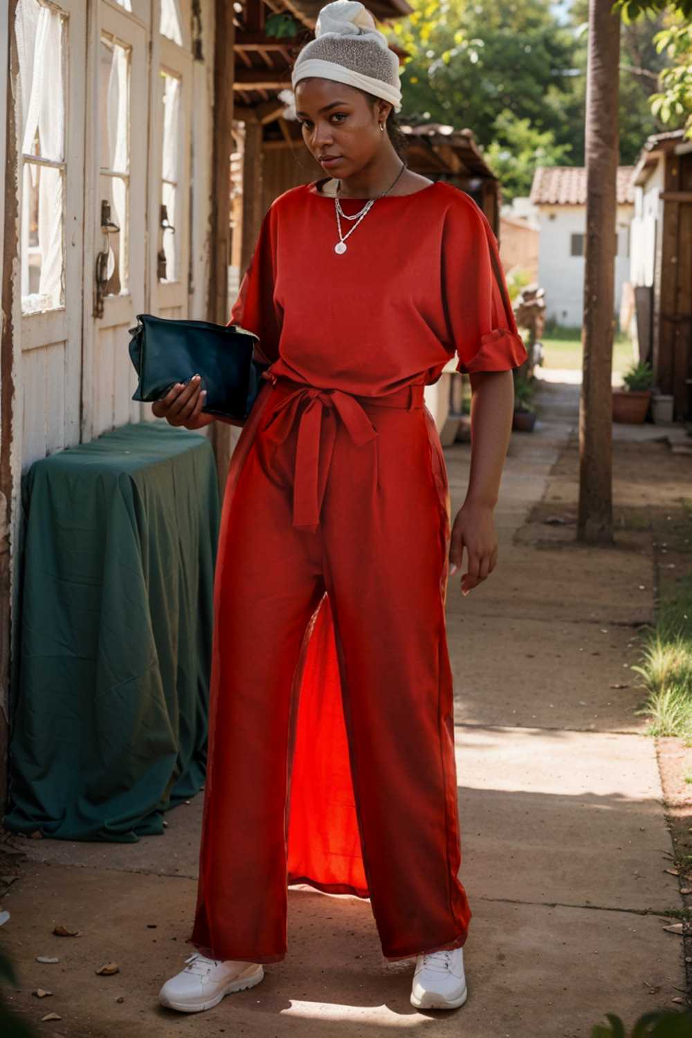 solid five point sleeve belted wide leg jumpsuit 110673
