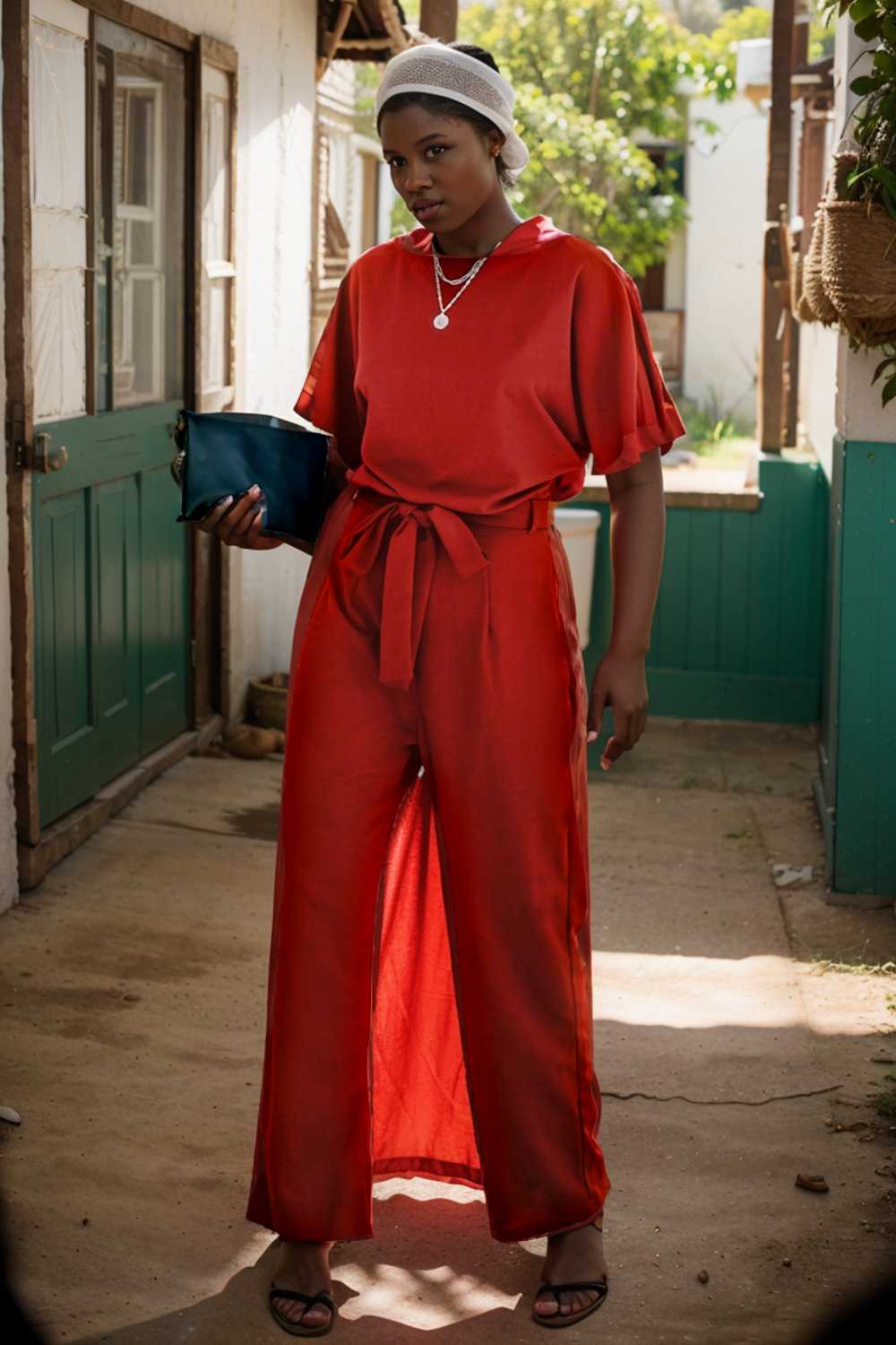 solid five point sleeve belted wide leg jumpsuit 111239