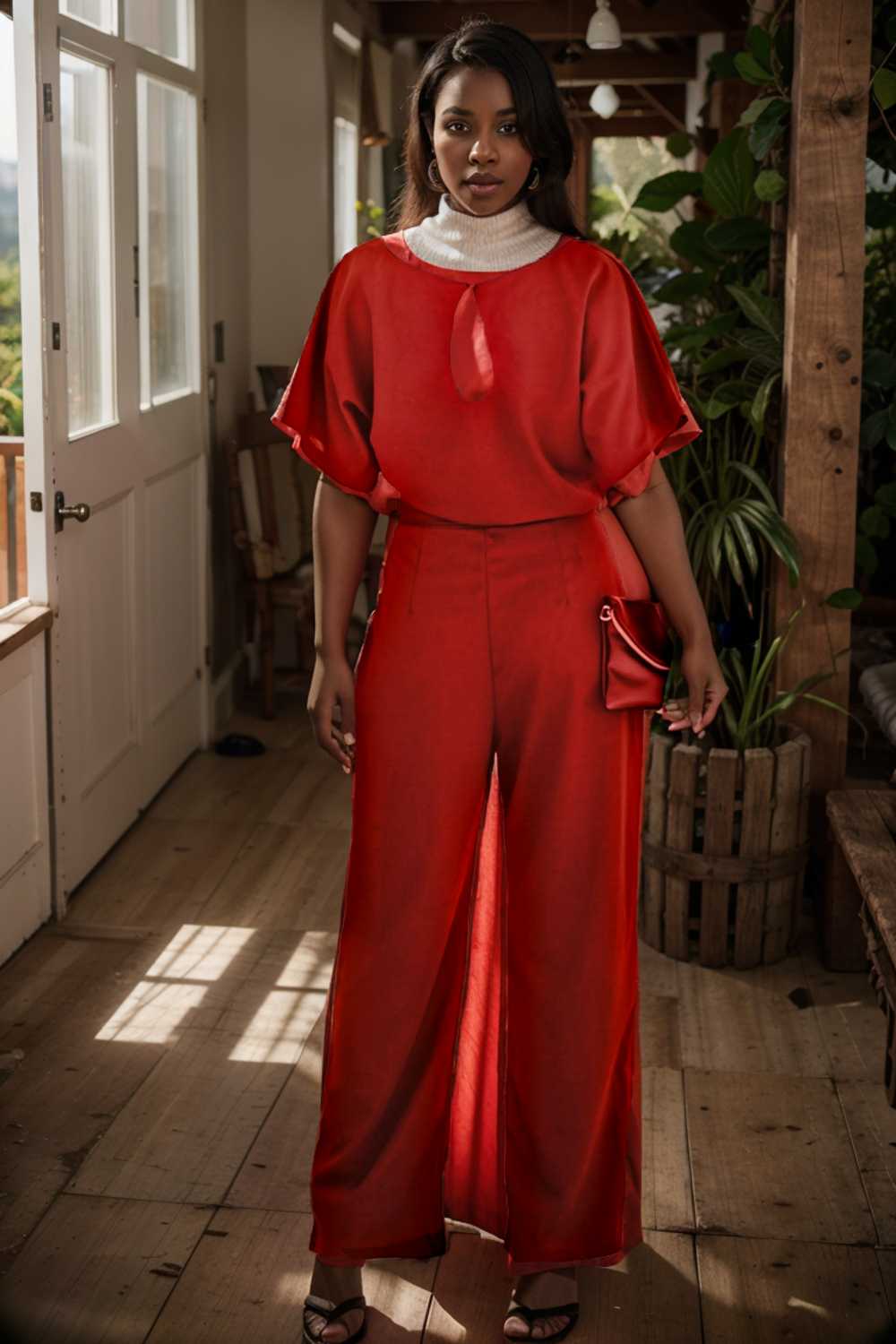 solid five point sleeve belted wide leg jumpsuit 111225