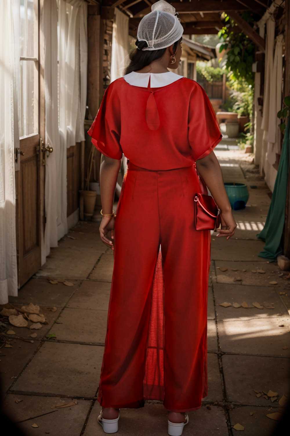 solid five point sleeve belted wide leg jumpsuit 111217
