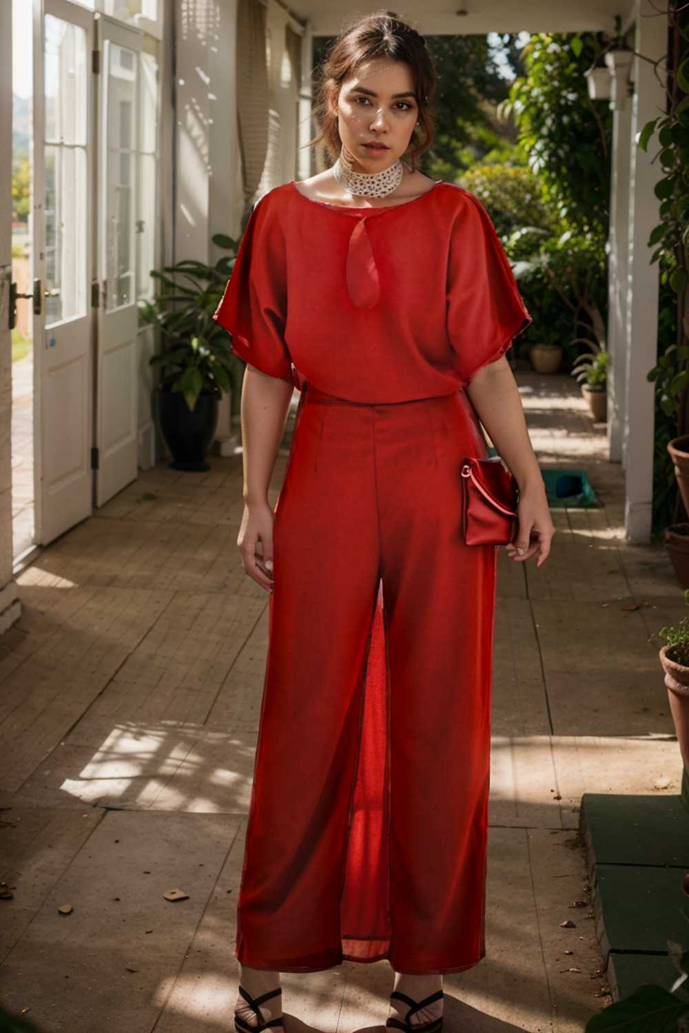 solid five point sleeve belted wide leg jumpsuit 111213