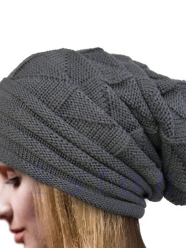 Women's Hat Beanie / Slouchy Black Khaki Dark Gray Outdoor Street Dailywear Knit Pure Color Portable Windproof Comfort - LuckyFash™