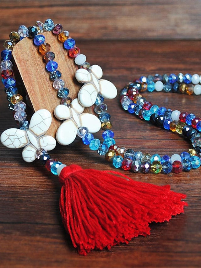 Women's necklace Chic Modern Street Butterfly Necklaces & Color Crystal Bohemia Sweater Necklace / Blue / Pink / Fall / Winter - LuckyFash™