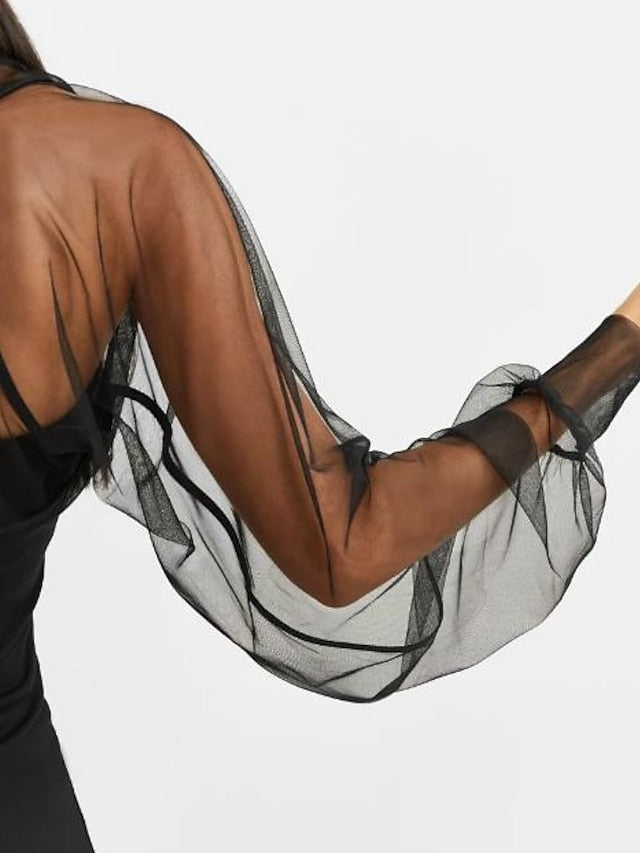 Mesh Bolero Sun Protection Long Puff Sleeve See Through Cover Up Shrug Tulle Bolero Bridal Organza Wedding Guest Fashion Women's Wrap All-Match Spring & Summer - LuckyFash™