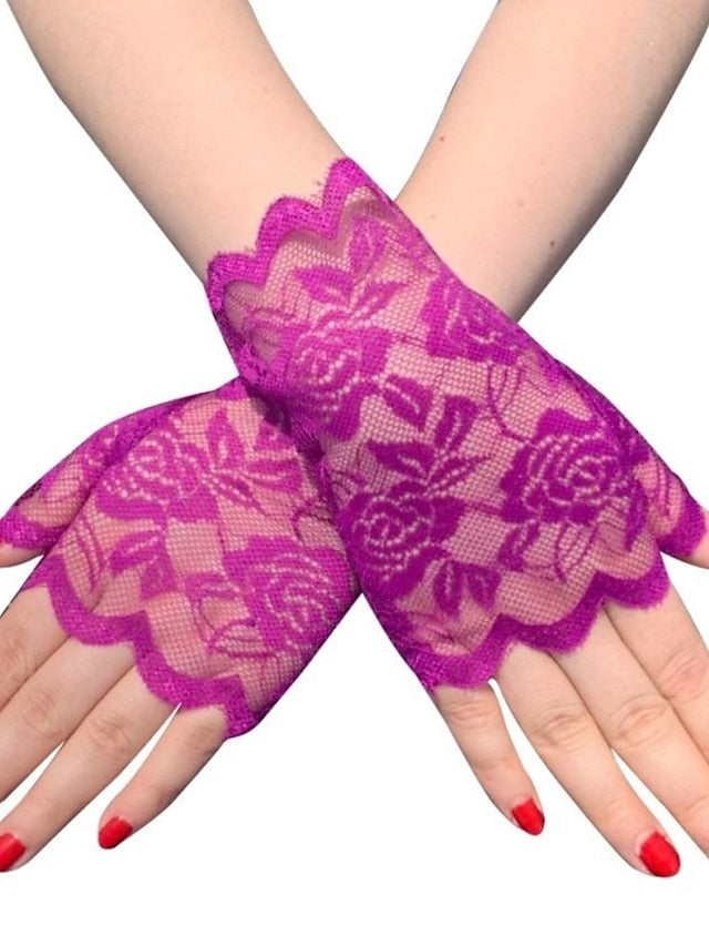 Women's Fingerless Gloves Lace Gloves Wedding Party Evening Gift Polyester Simple Bridal Gloves Sexy 1 Pair - LuckyFash™