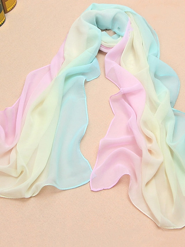 Women's Chiffon Scarf Party Black Scarf Color Block Cute Red Blue Fall Spring - LuckyFash™