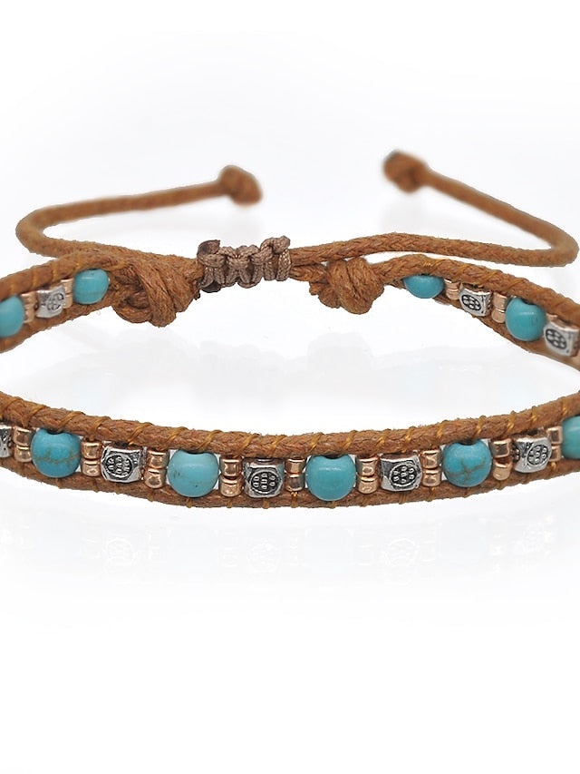 Women's Friendship Bracelet Vintage Bracelet Bracelet Retro Fashion Birthday Vintage Theme Rustic / Lodge Simple Ethnic Vintage Boho Glass Bracelet Jewelry Royal Blue / White / Black For Sport Prom - LuckyFash™