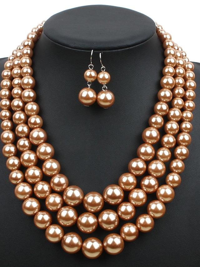 Women's necklace Chic & Modern Party Pure Color Jewelry Sets / Imitation Pearl / White / Red / Purple / Fall - LuckyFash™