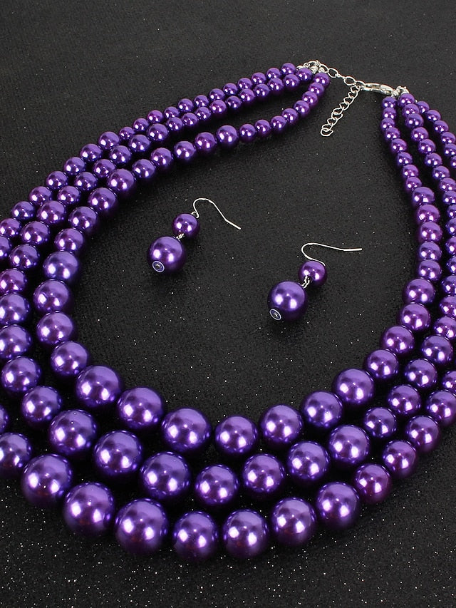 Women's necklace Chic & Modern Party Pure Color Jewelry Sets / Imitation Pearl / White / Red / Purple / Fall - LuckyFash™