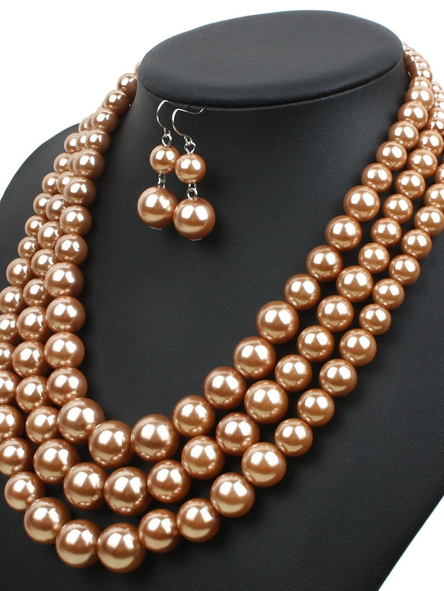 Women's necklace Chic & Modern Party Pure Color Jewelry Sets / Imitation Pearl / White / Red / Purple / Fall - LuckyFash™