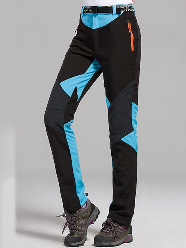 Women's Hiking Pants Trousers Fleece Lined Pants Softshell Pants Winter Outdoor Waterproof Windproof Thermal Warm Elastic Waist Fashion Bottoms Blue Red Skiing Camping Ski / Snowboard - LuckyFash™