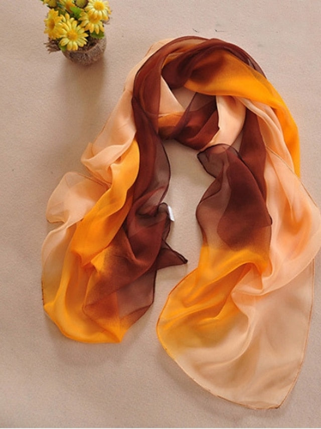 Women's Chiffon Scarf Party Black Scarf Color Block Cute Red Blue Fall Spring - LuckyFash™