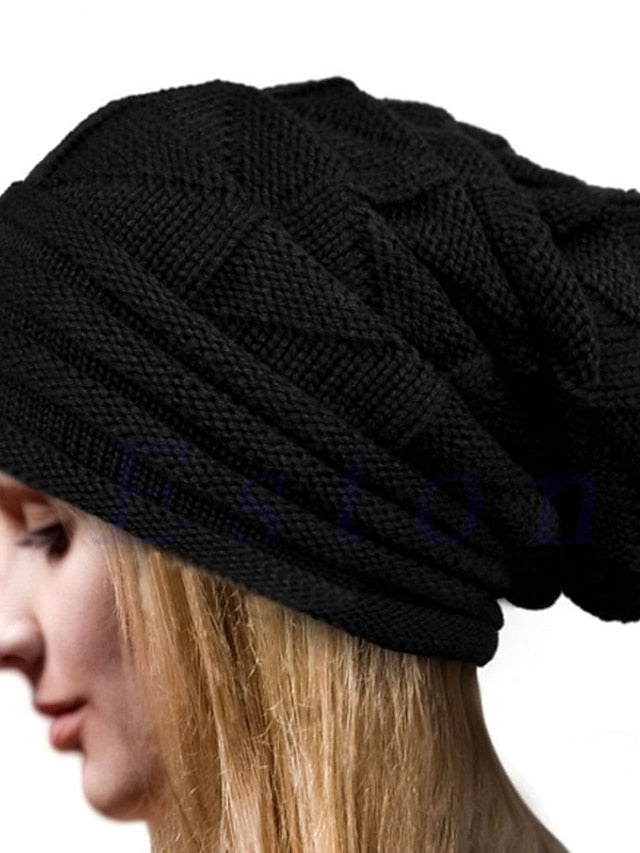 Women's Hat Beanie / Slouchy Black Khaki Dark Gray Outdoor Street Dailywear Knit Pure Color Portable Windproof Comfort - LuckyFash™