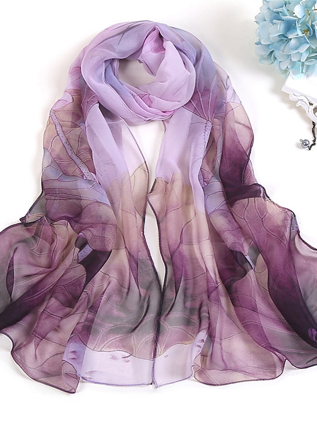 Women's Chiffon Scarf Party Red Scarf Tie Dye / Purple / Fall / Winter / Spring / Summer - LuckyFash™