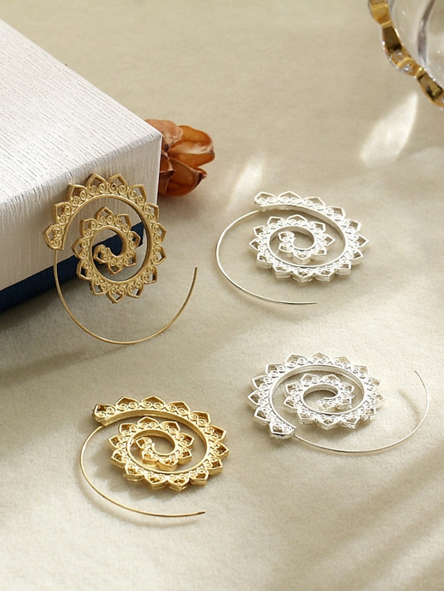 Hoop Earrings For Women's Christmas Party Wedding Alloy filigree Wave - LuckyFash™