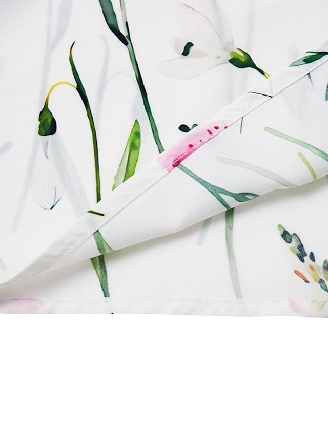 Women's Casual Dress T Shirt Dress Tee Dress Shift Dress Midi Dress White Yellow Pink Short Sleeve Floral Print Summer Spring V Neck Basic Vacation Summer Dress Spring Dress 2023 S M L XL XXL 3XL - LuckyFash™