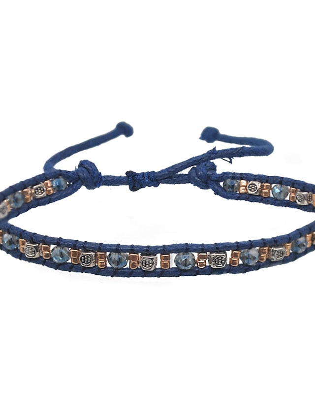 Women's Friendship Bracelet Vintage Bracelet Bracelet Retro Fashion Birthday Vintage Theme Rustic / Lodge Simple Ethnic Vintage Boho Glass Bracelet Jewelry Royal Blue / White / Black For Sport Prom - LuckyFash™
