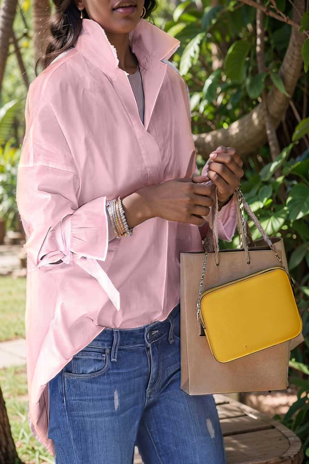 women s blouses loose solid belted long sleeve blouse 109201