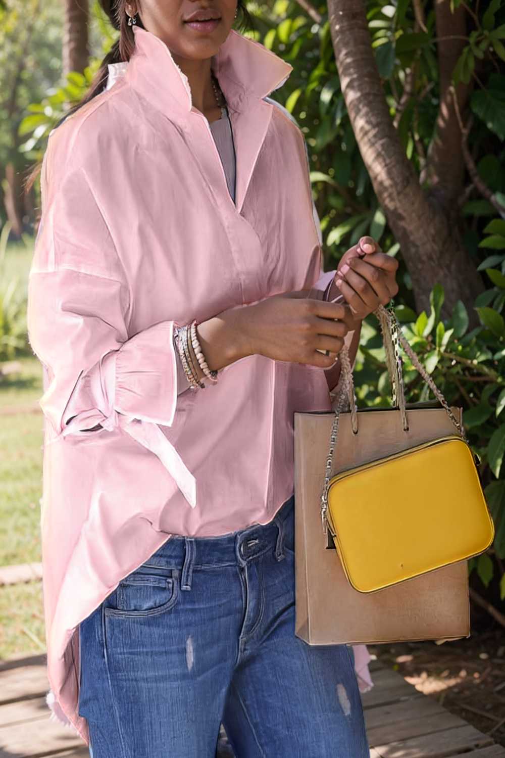 women s blouses loose solid belted long sleeve blouse 109193