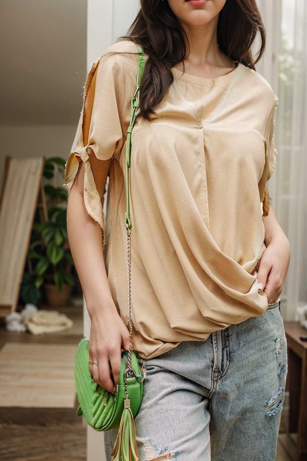 women s blouses loose solid belted long sleeve blouse 109140