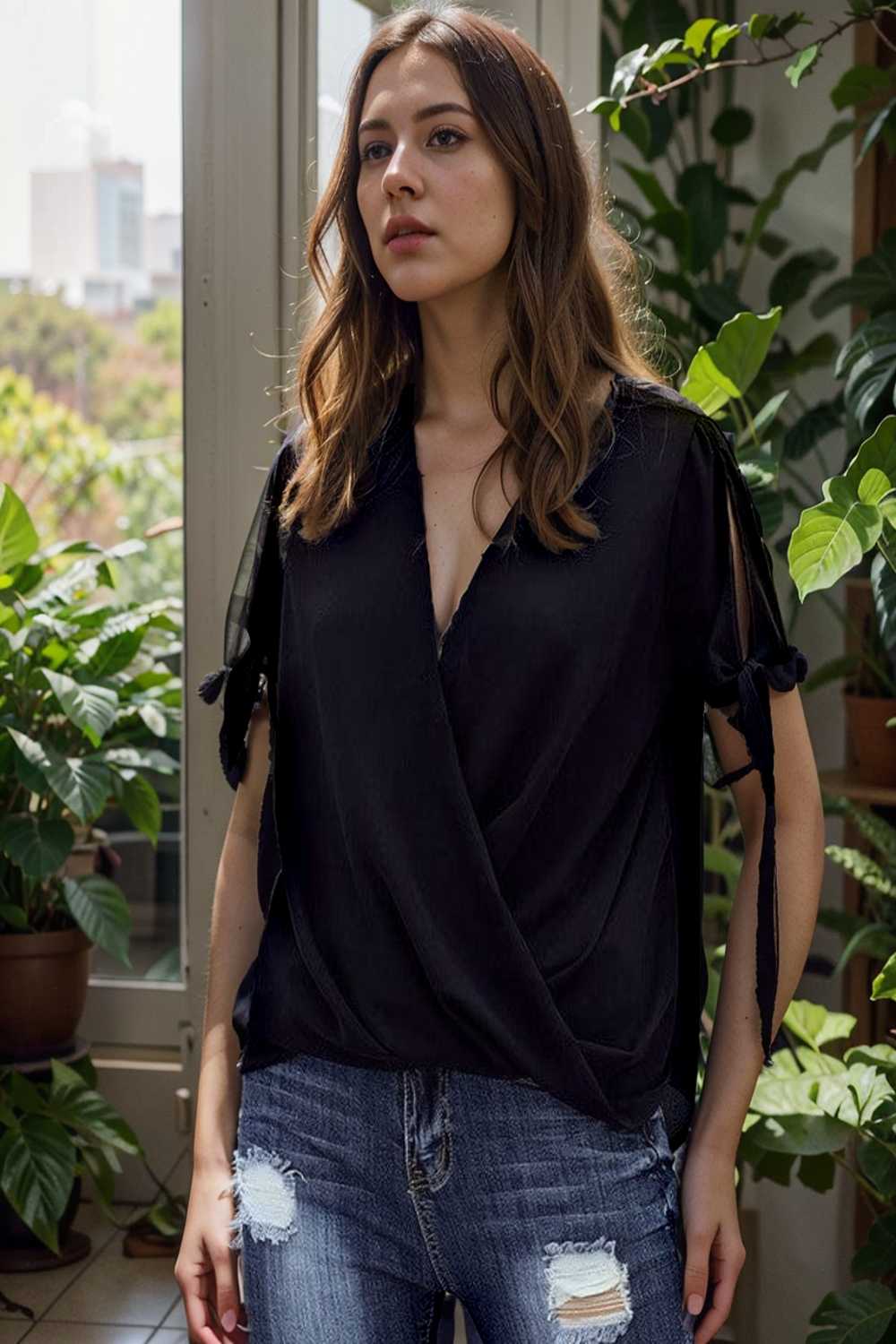 women s blouses loose solid belted long sleeve blouse 109122