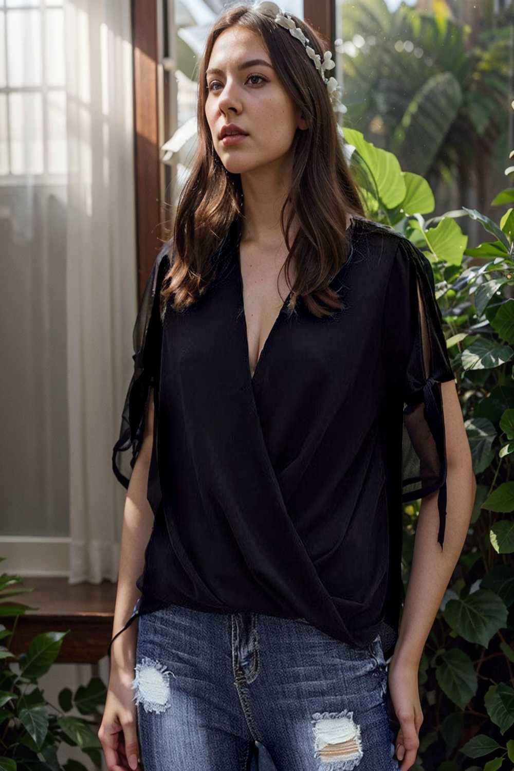 women s blouses loose solid belted long sleeve blouse 109118