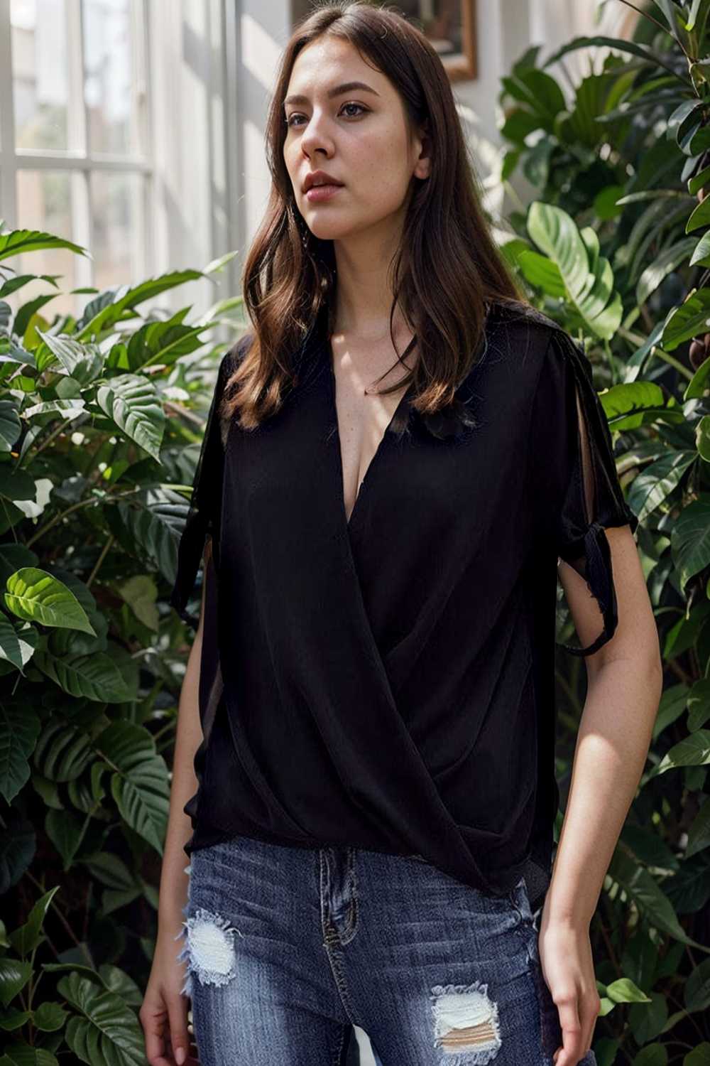 women s blouses loose solid belted long sleeve blouse 109117