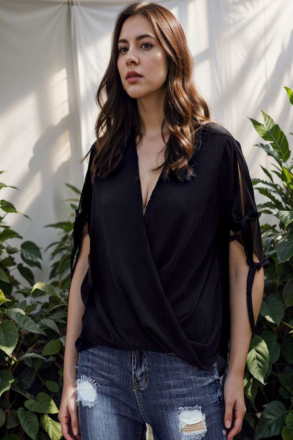 women s blouses loose solid belted long sleeve blouse 109116