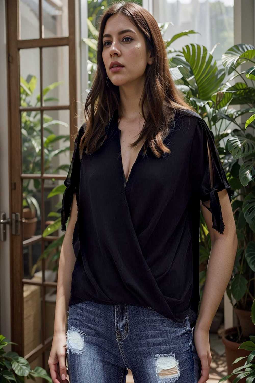 women s blouses loose solid belted long sleeve blouse 109112