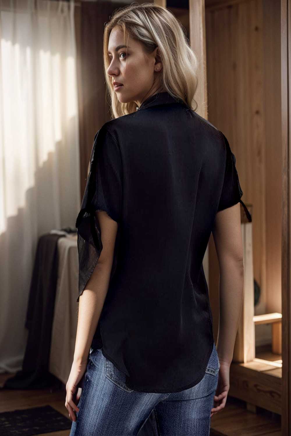 women s blouses loose solid belted long sleeve blouse 111402