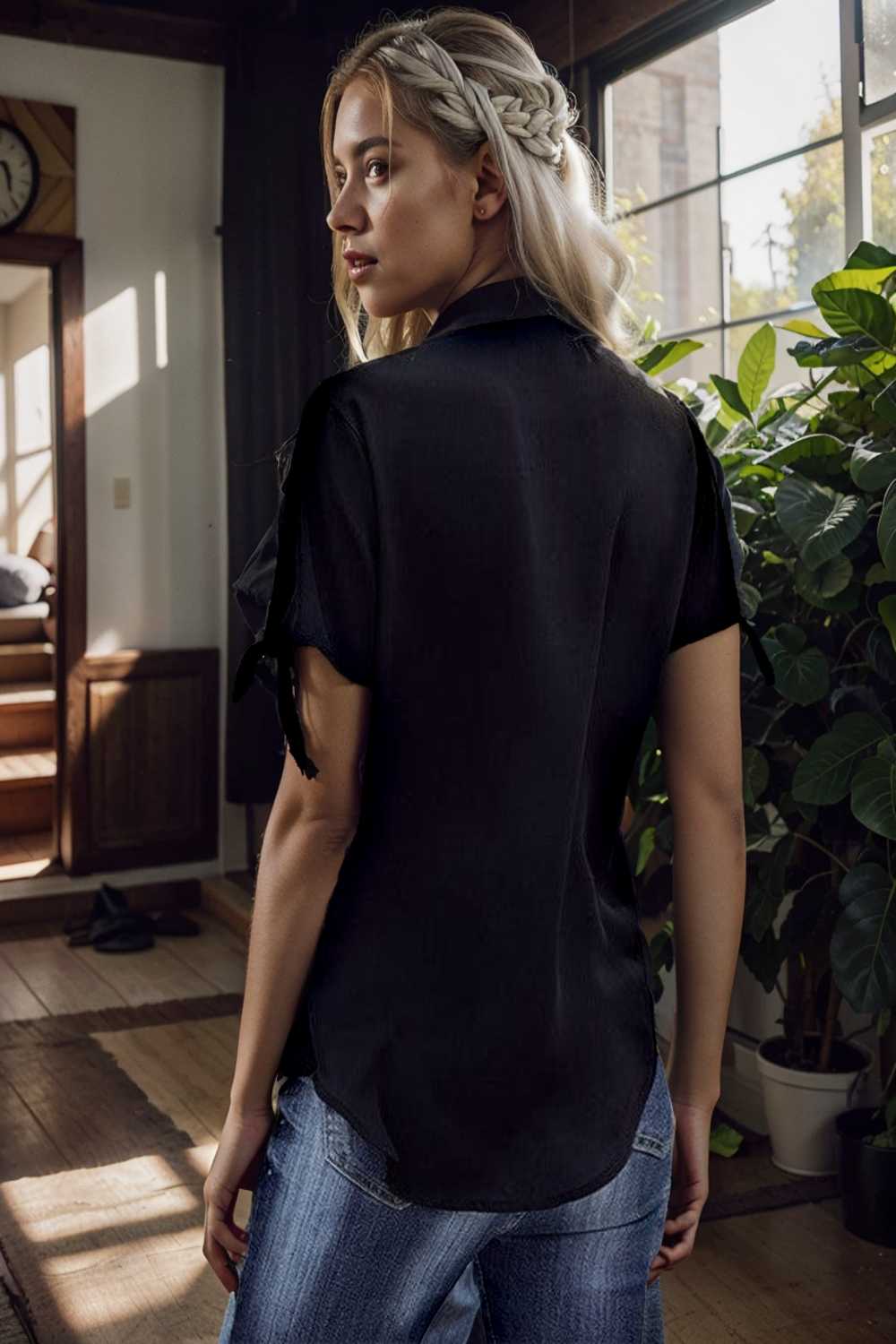 women s blouses loose solid belted long sleeve blouse 111390