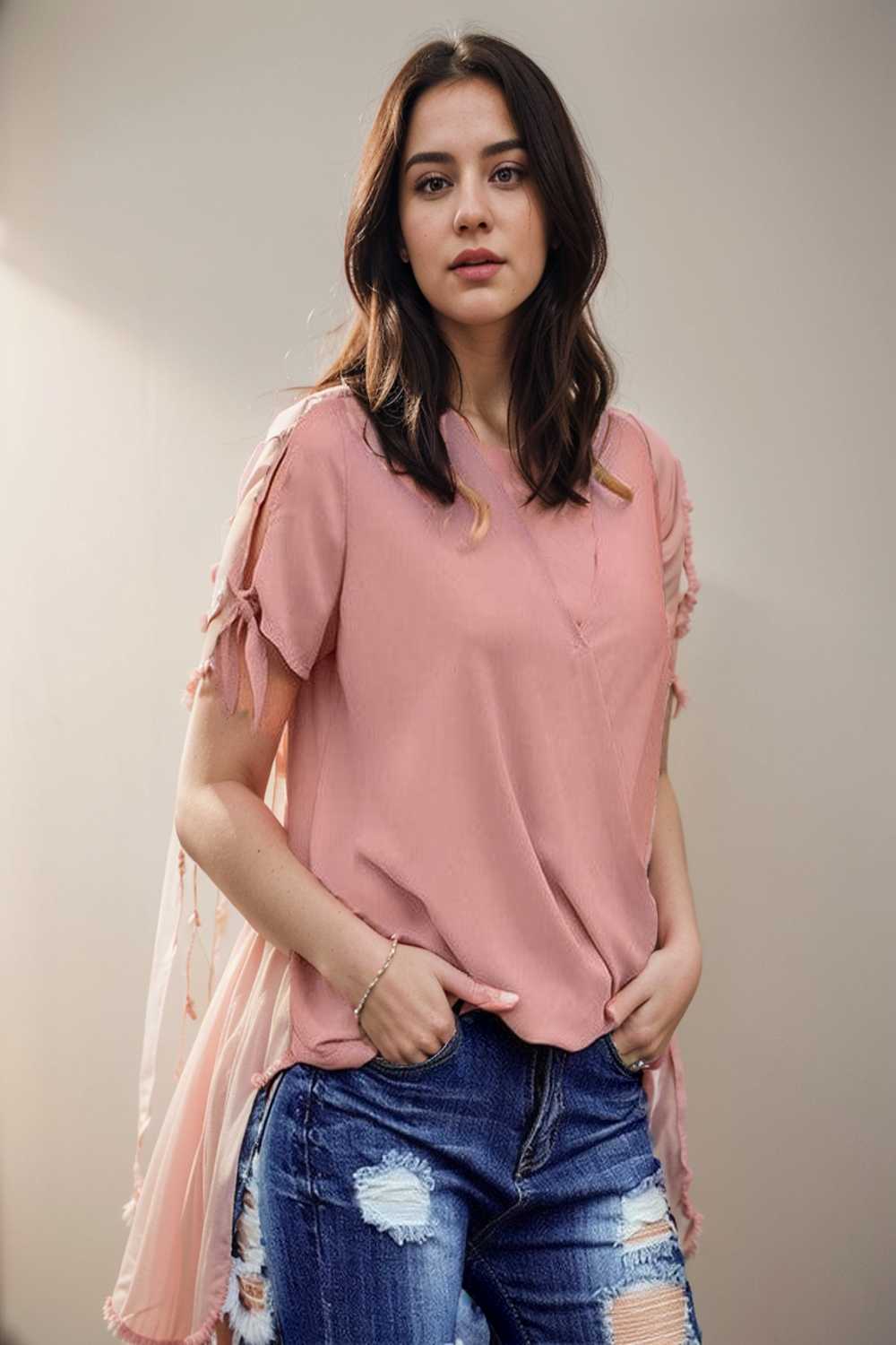 women s blouses loose solid belted long sleeve blouse 111385
