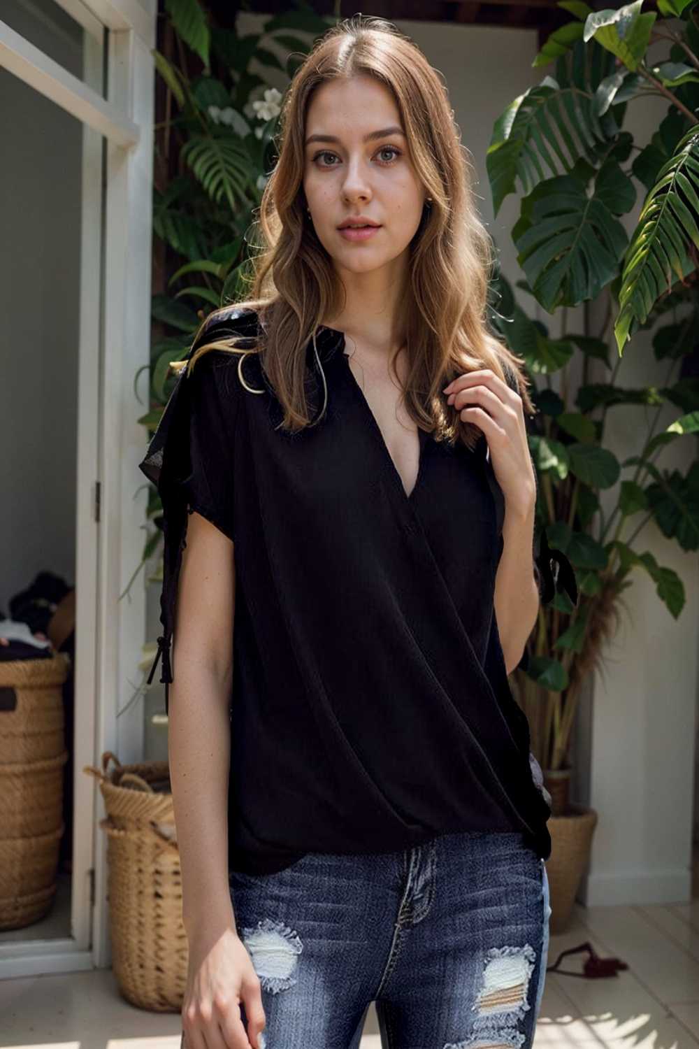 women s blouses loose solid belted long sleeve blouse 108631